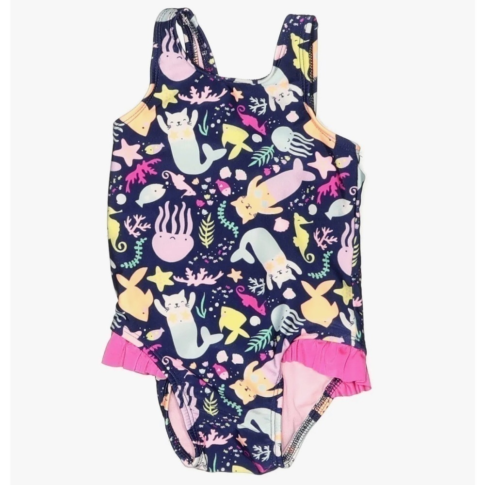 Cat & Jack Girls Blue One Piece Swimsuit 18 Months Navy